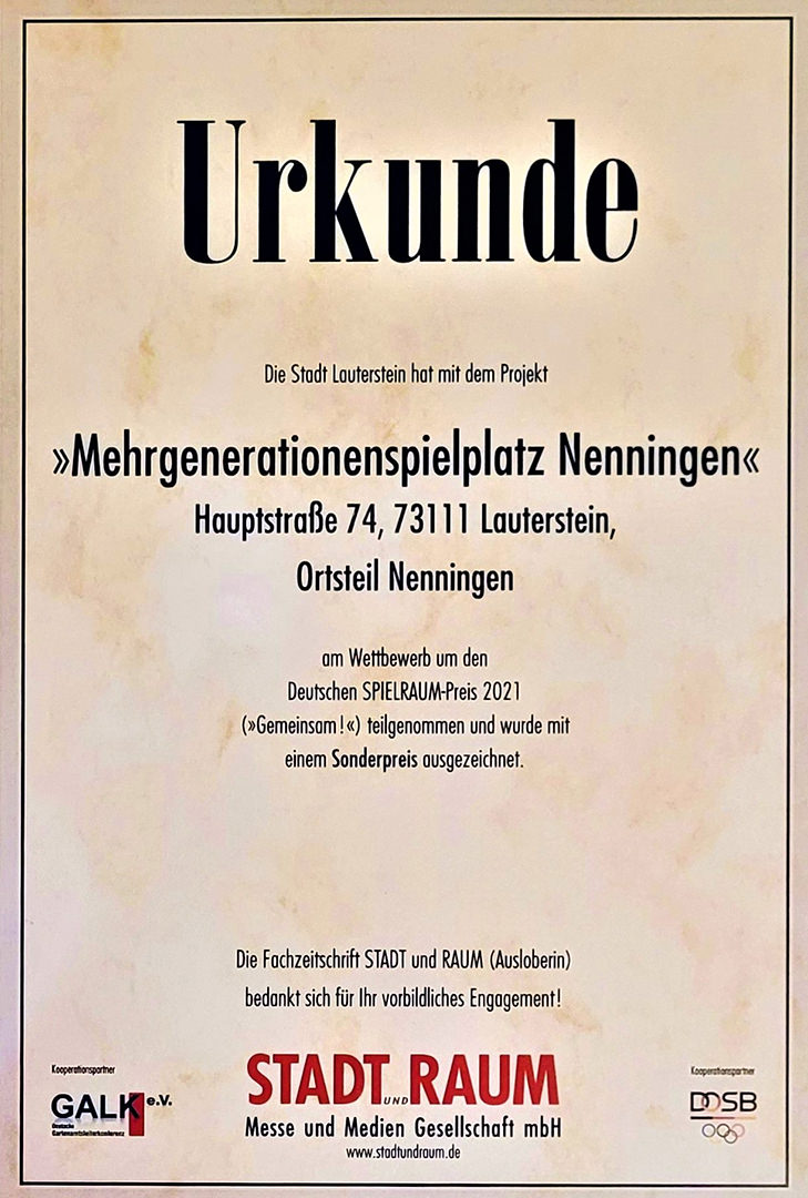 Urkunde Deutscher Spielraumpreis2021web